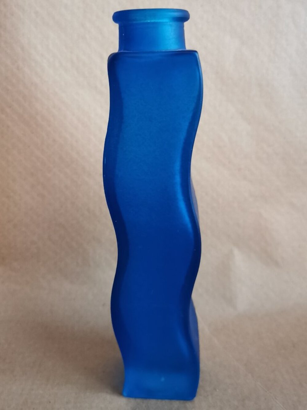 Ikea Skamt Wavy Wiggly Vase Bud Retro Design Blue Frosted Glass 8.5" Tall